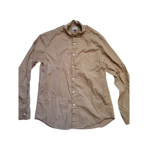 J. Crew Light Brown with Polka Dot Collared Long Sleeve Button Down Shirt Size M - Picture 1 of 10